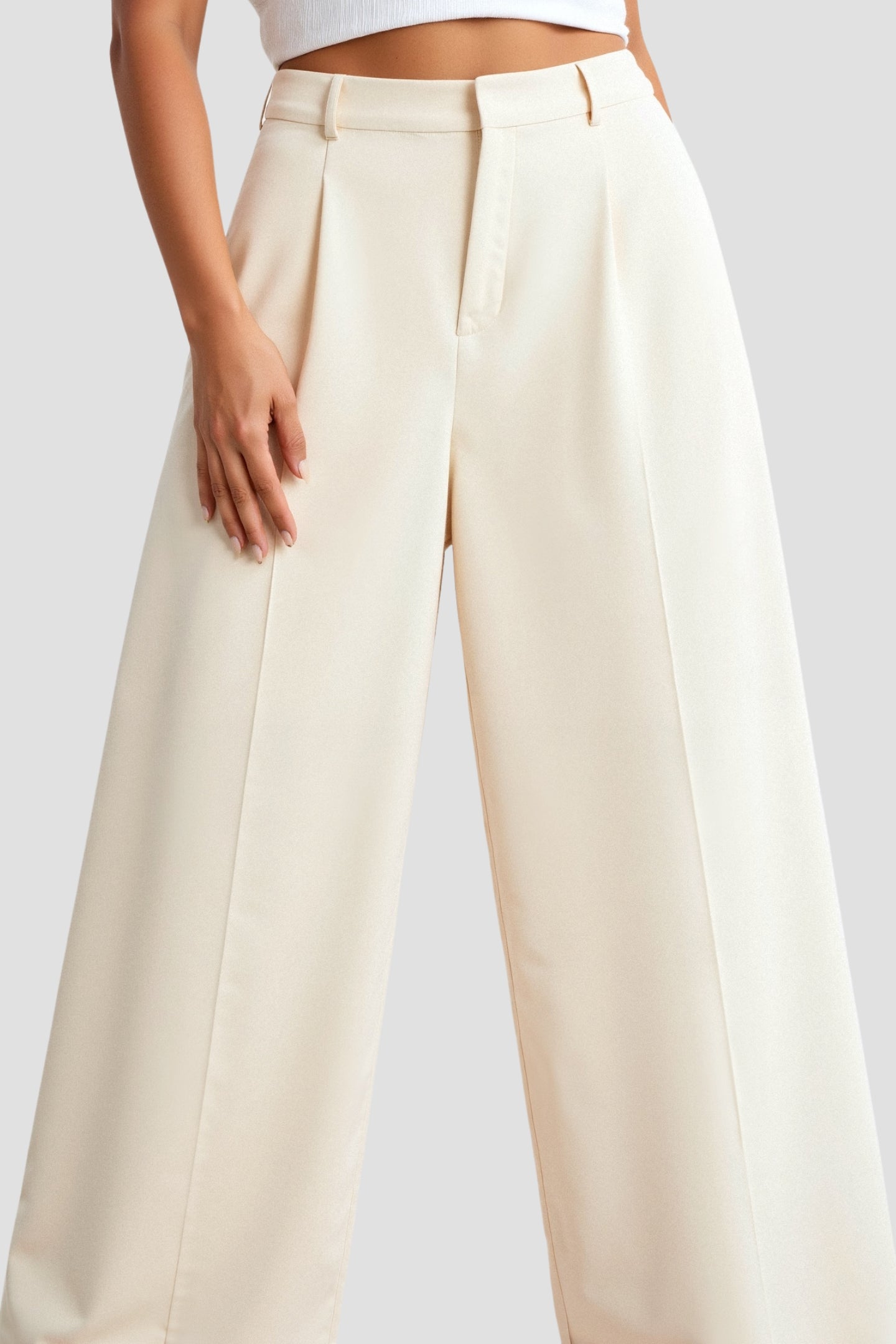 Elegant High Waist Solid Color Wide Leg Pants